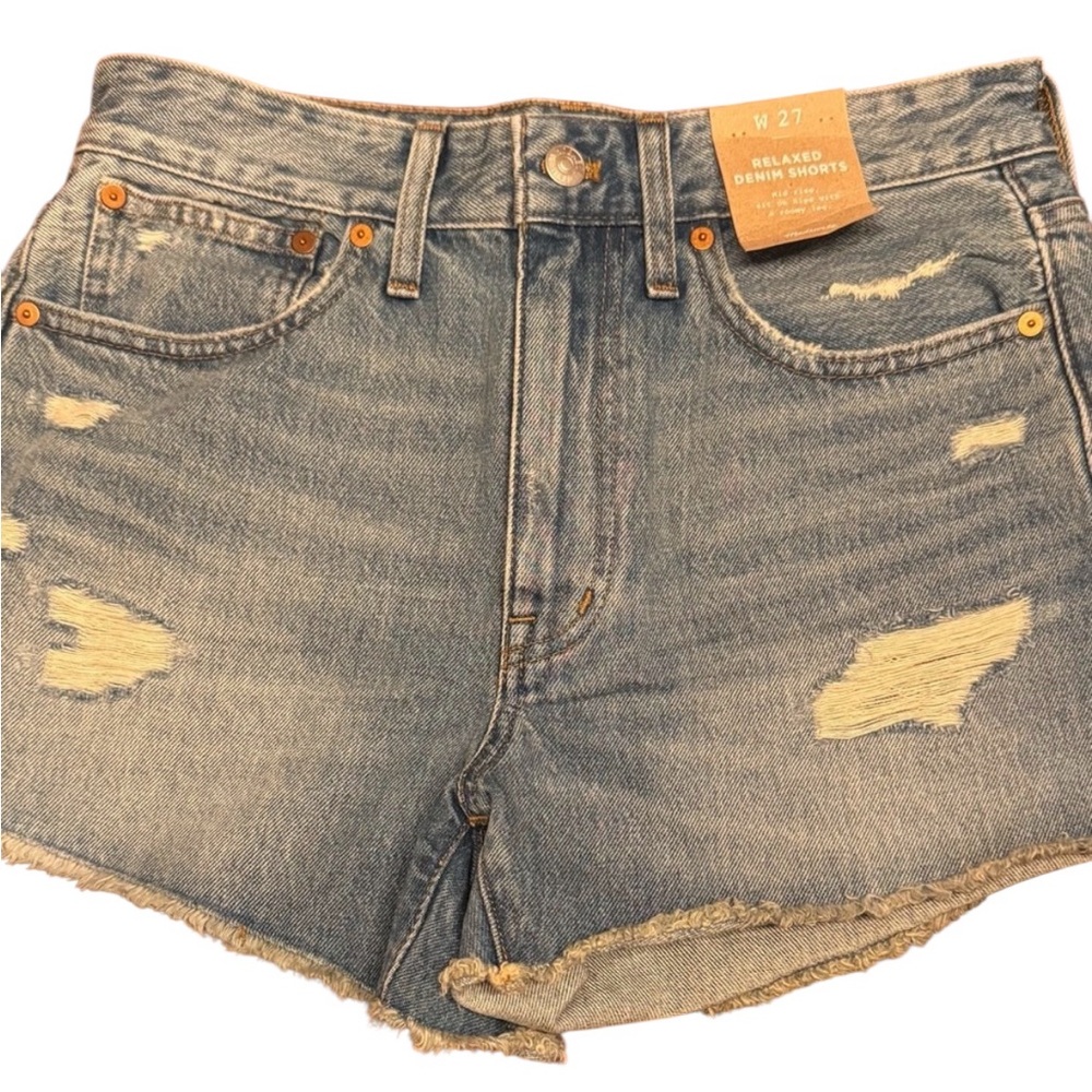 Madewell NWT Relaxed Denim Shorts in Renfield Wash Deconstructed Edition Size 27 - Picture 6 of 9